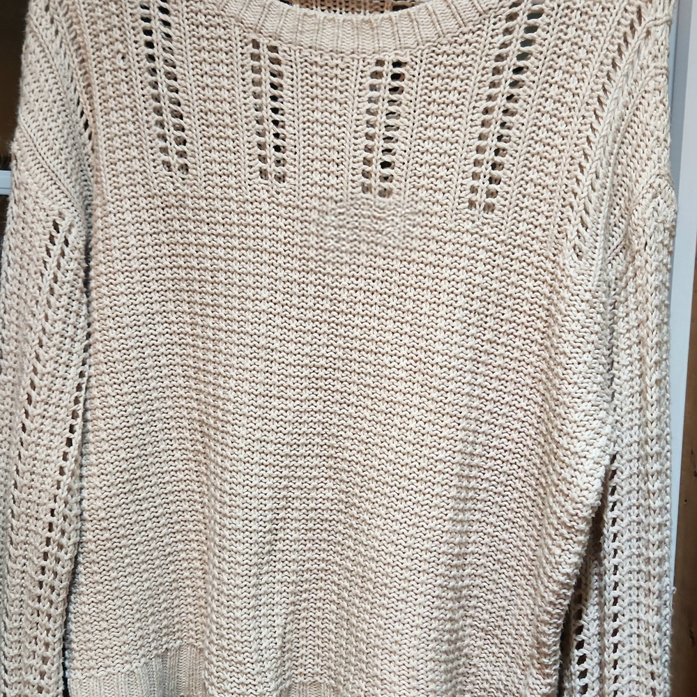 American Eagle Outfitters Beige Knit Crew Neck Sweater